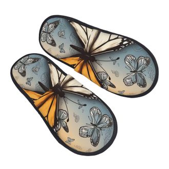 Generic Slippers Butterfly Soft Fleece Slippers Portable Cotton Slipper For Bedroom Travel Guest Room M