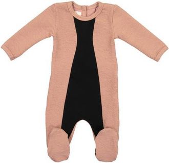 Maniere Colorblock Cotton Blend Footie in Mauve at Nordstrom, Size 18M