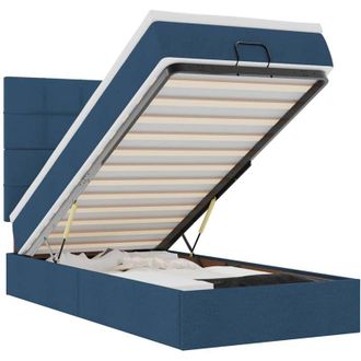 vidaXL Estructura De Cama Otomana Con Colch&oacute;n Tela Azul 80x200cm Vidaxl