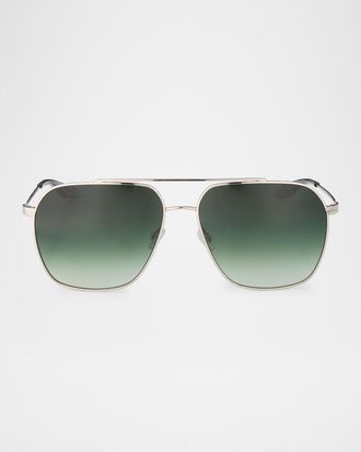 Barton Perreira Rizzo 60mm Aviator Titanium Sunglasses