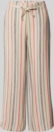 Christian Berg Wide Leg Leinenculotte mit Bindegürtel in Ecru, Größe 40