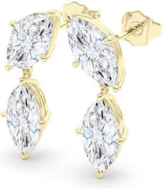 HauteCarat Lab Grown Diamond Twin Marquise Cut Drop Earrings in Yellow Gold at Nordstrom, Size One Size Oz