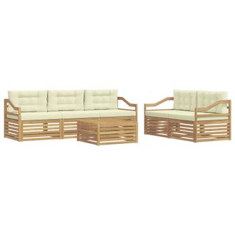 vidaXL Set Di Divani Da Esterno 6 Pz Bianco E Crema Vidaxl