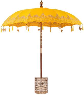 vidaXL Paraguas Balin&eacute;s Con Base Amarillo 215 X 215 X 260 Cm Algod&oacute;n Vidaxl