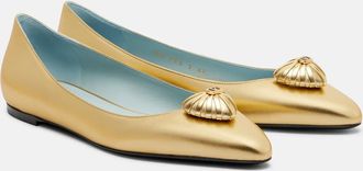 Valentino Garavani Coeur Royal metallic leather ballet flats