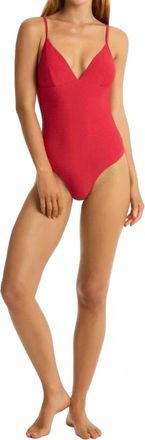 Sea Level Australia Honeycomb Tri One Piece Swimsuit In Red