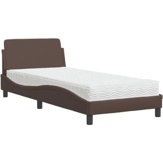 vidaXL Cama Con Colch&oacute;n Cuero Sint&eacute;tico Marr&oacute;n 80x200 Cm Vidaxl