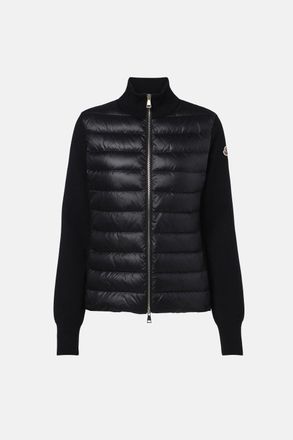 Moncler WOMENS HYBRID CARDIGAN Size: L, colour: BLACK
