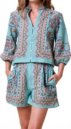 Cleobella Bleura Noelle Button Front Blouse In Blue