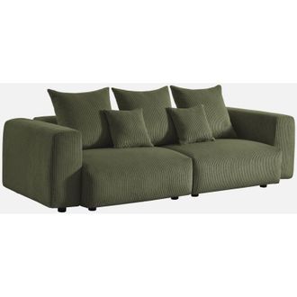 Sweeek Sof&aacute; Desenfundable De 3 Plazas De Terciopelo De Pana Gruesa