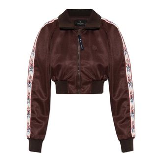 Etro Etro, Zip-throughs, female, Brown, Size: S Cropped Sweatshirt with Contrasting Bands