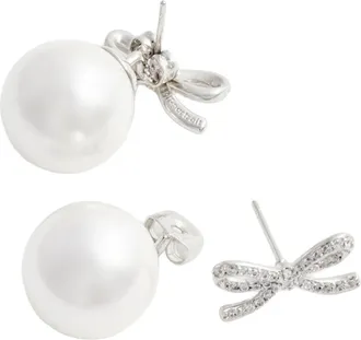 Self Portrait Womens Earrings Brystal Bow Pearl Silver Pearl-Silver Brass Pearl/silver