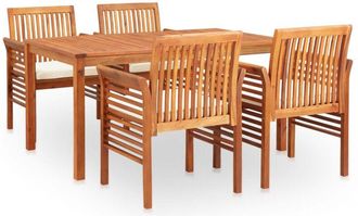 vidaXL Set Comedor De Jard&iacute;n 5 Pzas Y Cojines Madera Maciza De Acacia Vidaxl