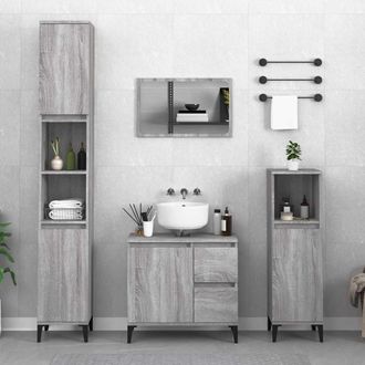vidaXL Armario De Ba&ntilde;o Madera Contrachapada Gris Sonoma 65x33x60 Cm Vidaxl