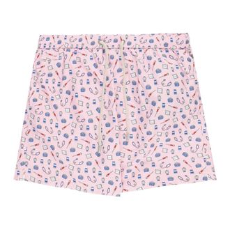 Saint Barth Beachwear, male, Pink, Size: XL Pink Swim Trunks with Doctor Job Print