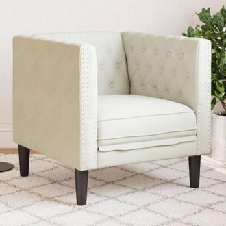 vidaXL Sill&oacute;n Chesterfield De Terciopelo Blanco Crema Vidaxl
