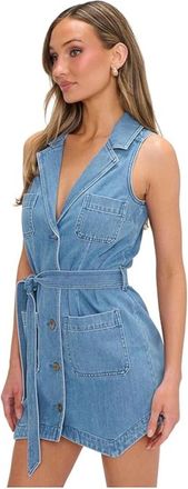 Show me your Mumu Fairfield Vest Dress Small Blue Tie Waist JDM2672