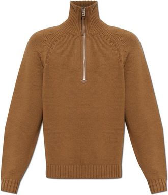 Tom Ford Wol-kasjmier trui met halve rits - Heren - Coltruien - Bruin - M - Wol - Truien & Vesten