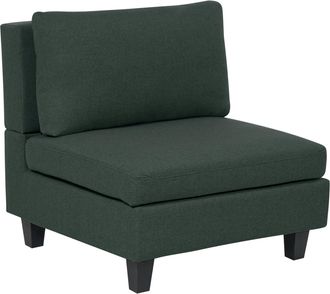Beliani Sill&oacute;n Modular De Tela De Acolchado Con Coj&iacute;n Pieza Sof&aacute; Modular Verde Oscuro Unstad