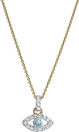 LuvMyJewelry Zaria Diamond Evil Eye & Blue Topaz Pendant in 14K Gold