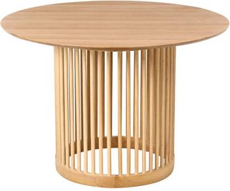 Beliani Mesa De Comedor Para Comedor Y Cocina &Oslash; 110 Cm Patas De Madera Maciza Chapa De Roble Claro Boyle