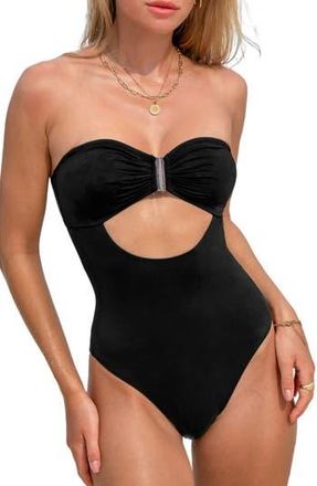 Cupshe Sweetheart One-Piece Swimsuit in Black at Nordstrom Rack, Size X-Large