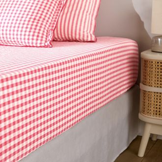 La Redoute Interieurs Hoeslaken katoen seersucker 30 cm, COTTAGE FRAMBOISE