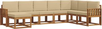 vidaXL Conjunto De Sof&aacute;s De Exterior 8 Uds. Natural Y Beige Vidaxl