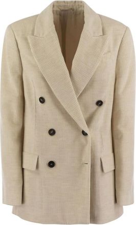 Brunello Cucinelli Giacca in velluto a coste di viscosa e cotone - - Jackets - Donna - Beige - M
