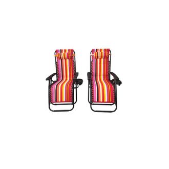 Romo Tumbona Plegable Para Jardin Y Playa, Rayado Rojo (pack 2)