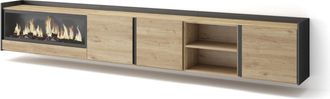 Skraut Home Skraut Home - Mueble Tv, Televisi&oacute;n, Muebles De Sal&oacute;n, Almacenaje, 315x35x50cm, Para Tv Hasta 80, Chimenea El&eacute;ctrica Xxl, Colgado, Suspendido, Estilo 