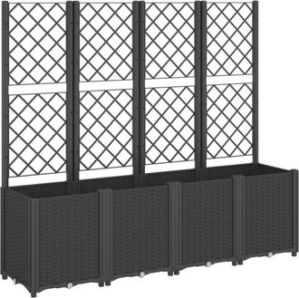 vidaXL Garden Planter with Trellis Black 160x40x140 cm PP vidaXL