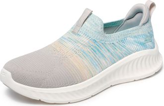 Skechers Womens Go Walk Now Trisha Sneaker, Taupe/Multi, 5.5 UK