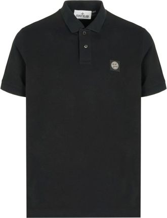 Stone Island Polo Shirts, male, Black, 2XL, Compass Patch Polo in Black