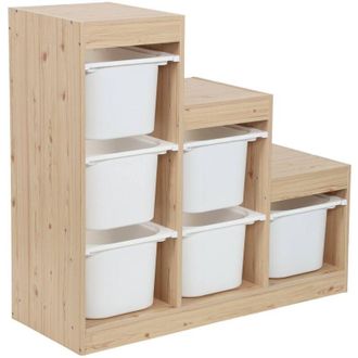 Sweeek Childrens storage unit staircase 6 storage bins wood decor natural - Sora