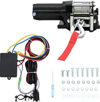 vidaXL Cabrestante El&eacute;ctrico Placa Montaje Gu&iacute;a De Rodillo 12v 1360kg Vidaxl