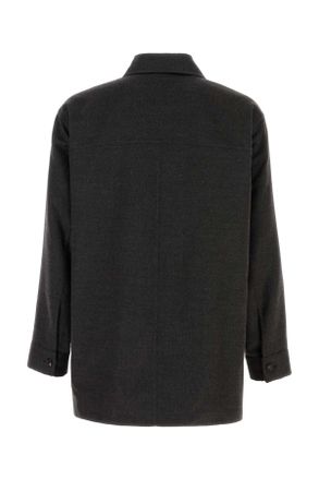 Bottega Veneta Mens Face Shirt Gray Cashmere Silk