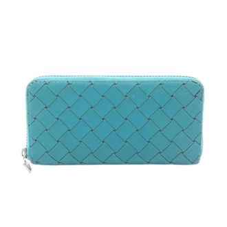 Bottega Veneta Pre-owned Wallets, male, Blue, Size: ONE SIZE Pre-owned Intrecciato Rubber Long Zip Wallet