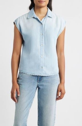 Cloth & Stone Trim Chambray Shirt in Sun Bleach Wash at Nordstrom Rack, Size X-Small