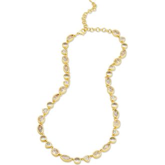Savvy Cie Jewels Bezel Set Mixed Cubic Zirconia Tennis Necklace in Yellow at Nordstrom Rack