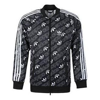 adidas originals Monogram TT Full Print Logo Sports Jacket Black EB4087