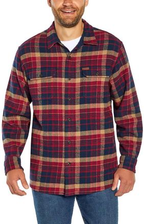 Orvis Mens Spread Collar Flannel Shirt, Red, Medium