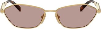 Prada 57mm Irregular Sunglasses in Gold /Light Purple Brown at Nordstrom