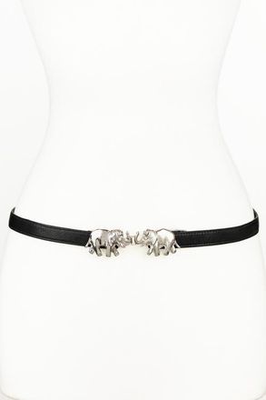 Raina Elephant Clasp Leather Belt in Black at Nordstrom, Size Medium