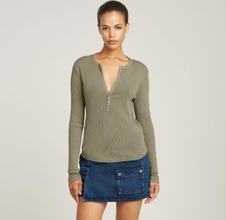 G-Star Deep V-Neck Slim Top - Groen - Dames