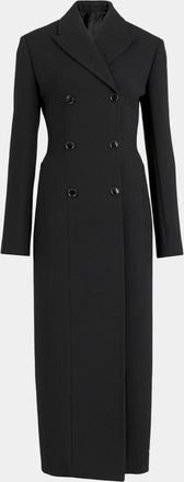 Alaia Wool Crepe Double-Breasted Tailored Coat