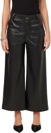 Fifteen Twenty Rylee Faux Leather Wide Leg Crop Pants in Black at Nordstrom, Size 10