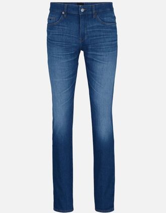 HUGO BOSS Mens Delaware3-1 Cotton Slim Fit Mid Wash Blue Jeans