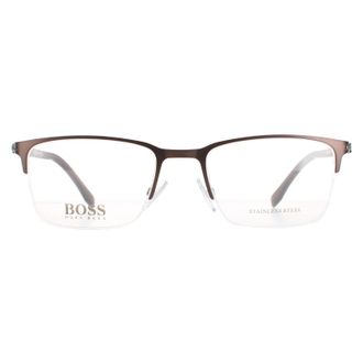 HUGO BOSS Semi Rimless Mens Matte Brown 1007/IT Metal - One Size