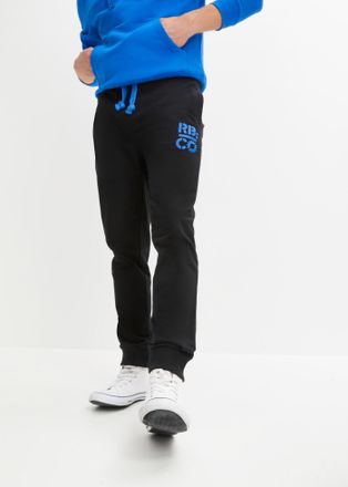 Bonprix Jogginghose BONPRIX, Herren, Gr. 44/46, N-Gr, schwarz, Obermaterial: 60% Baumwolle, 40% Polyester, unifarben mit Farbeins&auml;tzen, regular fit, Hosen Jog